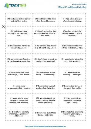 ESL  conditionals game for upper-intermediate B2, sentence completion, freer practice, group work