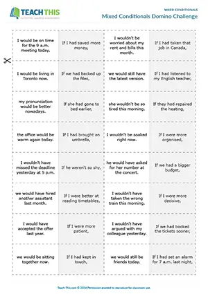 ESL  conditionals game: dominoes for upper-intermediate B2, matching, group work