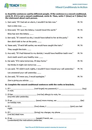 ESL mixed conditionals worksheet: dominoes for upper-intermediate B2, binary choice, true or false, gap-fill, rewriting sentences, sentence completion
