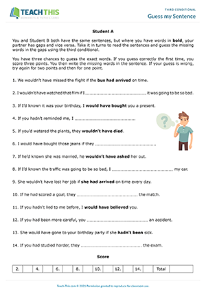 Third Conditional Games Esl Activities Worksheets