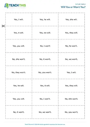 Future Simple group game, forming, asking and answering questions, elementary