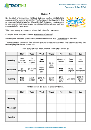 be going to present continuous esl activities games worksheets