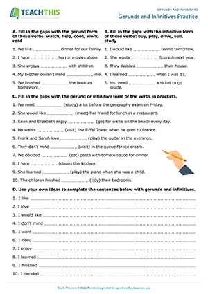 Gerunds Infinitives Esl Activities Games Worksheets