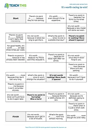 Gerunds board game, sentence completion, group work, upper-intermediate