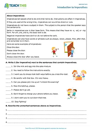 ESL worksheet Introduction to Imperatives for A2: labelling, rewriting, gap-fill, multiple choice