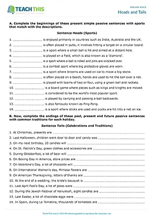 Passive voice group game for B2: sentence completion about sports, celebrations, and traditions