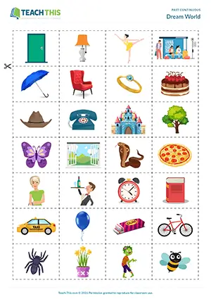 Past continuous dream activity for B1: students use picture cards and write a collaborative dream story