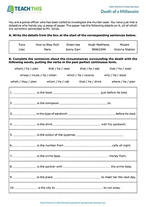 ESL past perfect continuous activity for upper-intermediate B2: running dictation, gap-fill, pair work