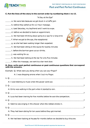 Past Perfect Continuous Worksheets Esl Activities Games