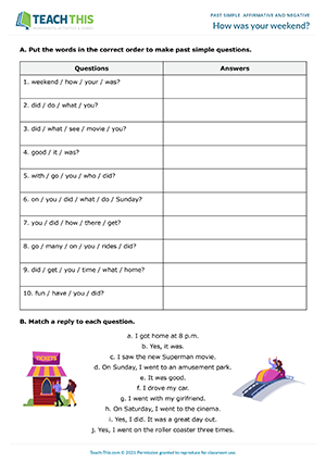 Past Simple Affirmative Negative ESL Games Worksheets Activities