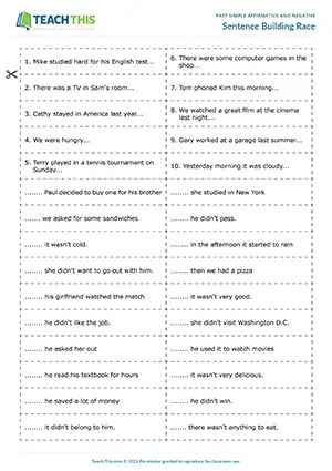ESL past simple activity for intermediate B1: compound sentences, conjunctions, pair work