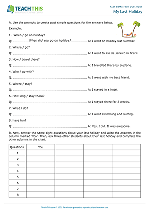 Past Simple Wh Questions Esl Activities Worksheets Games