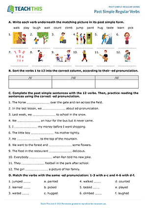 Past Simple Regular Verbs ESL Games Worksheets