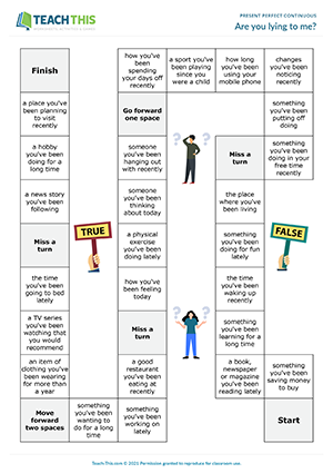 Present Perfect Continuous Chart - TEFL Lessons