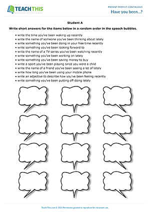 Present Perfect Continuous Chart - TEFL Lessons