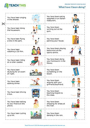 Present Perfect Continuous Chart - TEFL Lessons