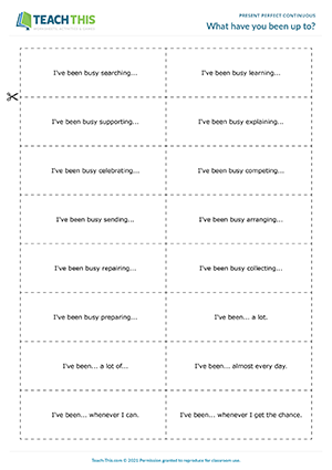 Present Perfect Continuous Chart - TEFL Lessons