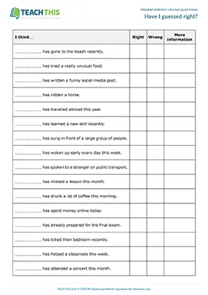 ESL Have You Questions Game preview, A2 level, guessing, gap-fill, asking and answering present perfect questions