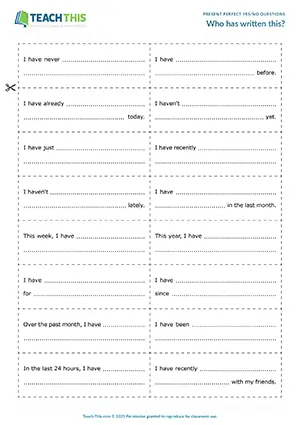 ESL Have You Questions Game preview, A2 level, sentence completion, forming, asking and answering questions
