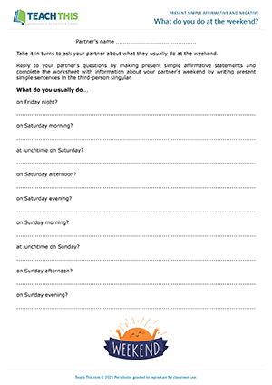communication activities present simple What do you do at the weekend? Preview