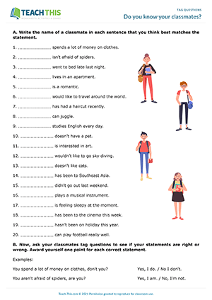 Tag questions examples