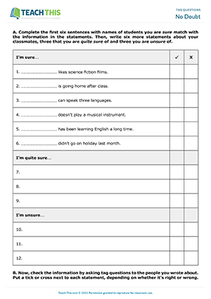 Tag Question board game. - ESL Galaxy