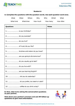 question words esl activities games worksheets