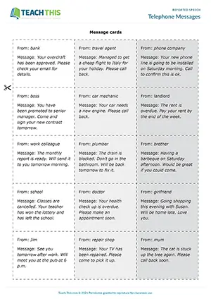 ESL Reported Speech Game preview, Intermediate B1, asking and answering questions from prompts, group work