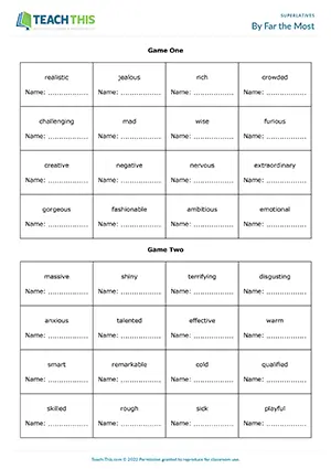 ESL 'by far the most' superlative game preview: students form true/false sentences and guess at Upper-intermediate B2.