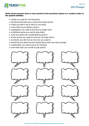 used to worksheet Life Changes Preview