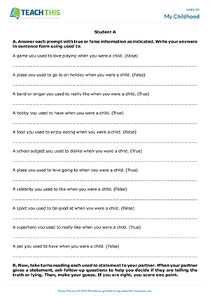 used to esl games activities worksheets