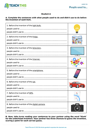 used to worksheet People used to... Preview
