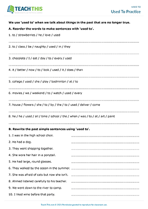 used to esl games activities worksheets