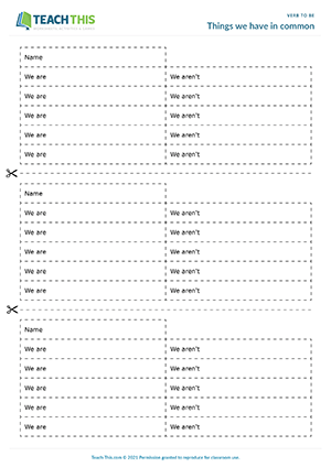 grammar worksheet to be Things we have in common Preview