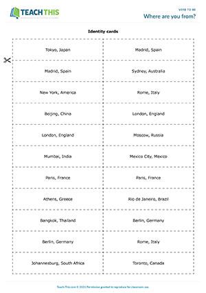 grammar worksheet to be Where are you from? Preview