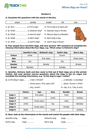 grammar worksheet to be Whose dogs are these? Preview
