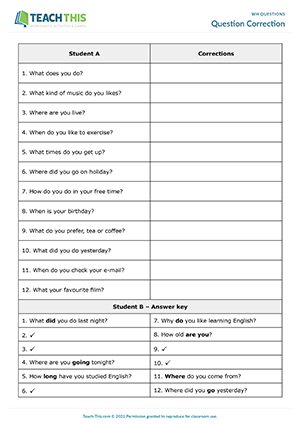 20 Questions helping questions: English ESL worksheets pdf & doc