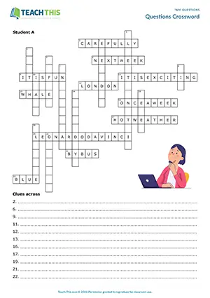 ESL Wh Questions Activity preview, Intermediate B1, writing, asking and answering questions, group and pair work