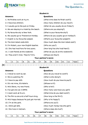 Wh Questions Activities Worksheets