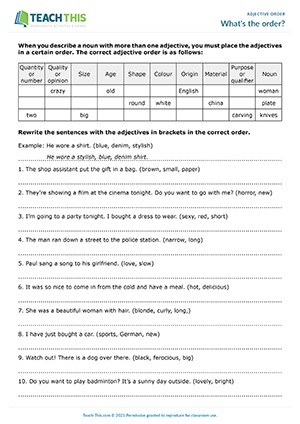 Word order exercises worksheet