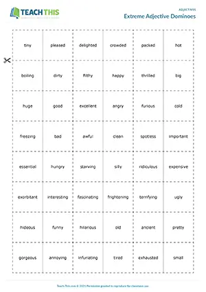 ESL Adjective Game preview, Upper-intermediate B2, matching, group work