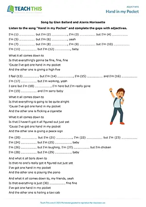 ESL Adjectives Activity preview, Upper-intermediate B2, listening, gap-fill, group discussion