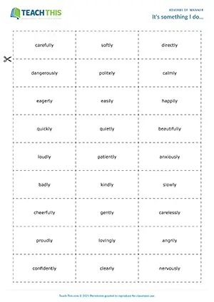 Intermediate adverbs of manner guessing game, pair questions, B1 speaking