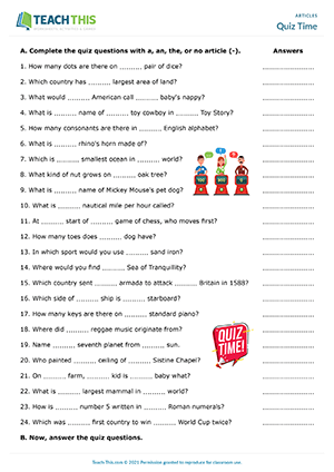 Articles Esl Activities Games Worksheets