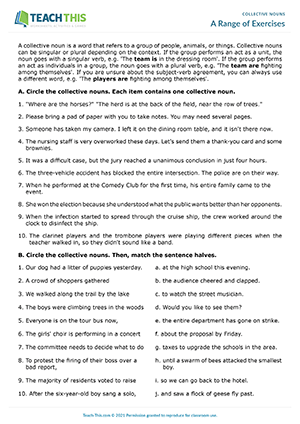 collective nouns esl games activities worksheets