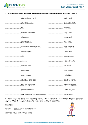 modal verbs ability esl activities games worksheets