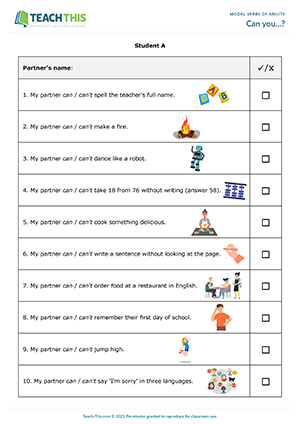 modal verbs ability esl activities games worksheets