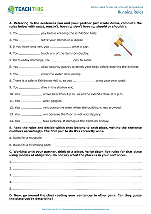 Modals Obligation Prohibition Esl Activities Games Worksheets