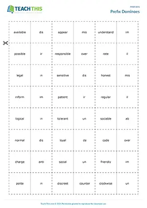 ESL negative prefixes game preview featuring grammar, vocabulary and speaking activities, matching exercises, sentence formation practice for upper-intermediate B2 students
