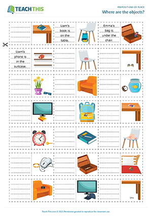 Prepositions of ESL Activities Worksheets